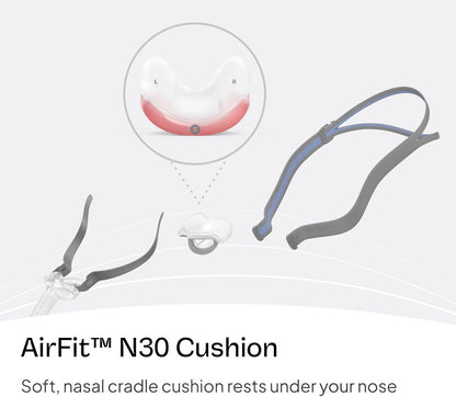 ResMed AirFit N30 Cushion - Nasal CPAP Mask Cushion Replacement - Soft Silicone - Medical CPAP Supplies & Accessories - Small