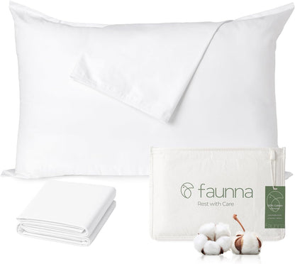 FAUNNA 100% Cotton Pillow Protectors, 600 Thread Count, Standard, 4 Pack