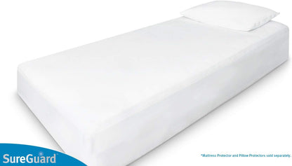 SureGuard Queen Size Mattress Protector - 100% Waterproof, Hypoallergenic - Premium Fitted Cotton Terry Cover White