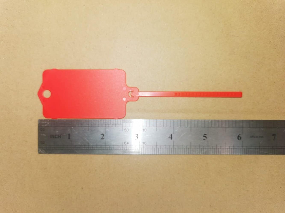 100pcs Reusable Blank Plastic Tags Ties Key Tags 1.45"*2.48" Serrated Tension Sealing Strap with Large Label Plastic Tie Mark Label Waterproof Hang Sign Write on Tag (White, 100pcs)