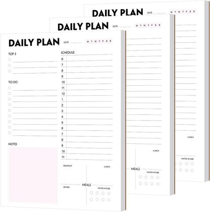 Daily Planner Notepad - A5 Calendar, Scheduler, Organizer with Priority, To Do List, Appointments, Notes, Meals and Water Intake Tracker, 50 Undated Tear-Off Sheets Planning Pad, 5.8"x8.25"