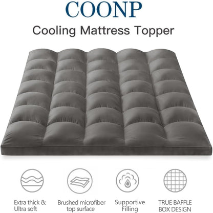 COONP Queen Mattress Topper, Cotton Extra Thick Pillow Top Mattress Pad