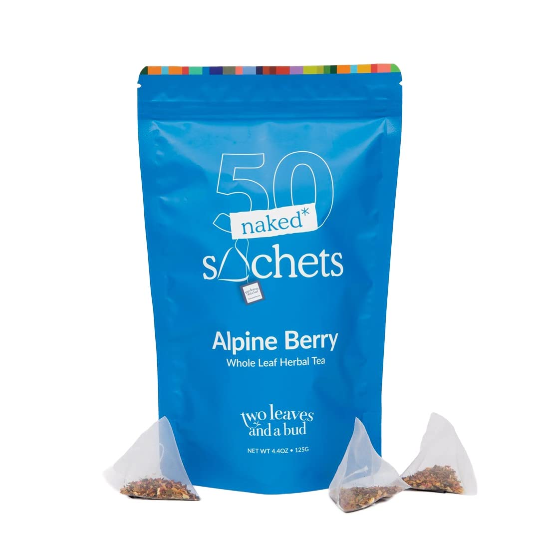 Two Leaves and a Bud Alpine Berry Naked Tea Sachets, 50 Count (Pack of 1)