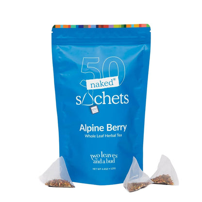 Two Leaves and a Bud Alpine Berry Naked Tea Sachets, 50 Count (Pack of 1)