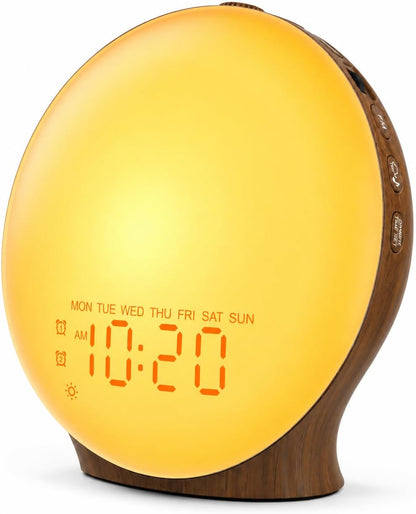 JALL Sunrise Alarm Clock White Noise Machine with 25 Nature Sleep Sounds, Fully Dimmable Clock for Bedrooms, Heavy Sleepers, 17 Light Modes, Bluetooth Speaker