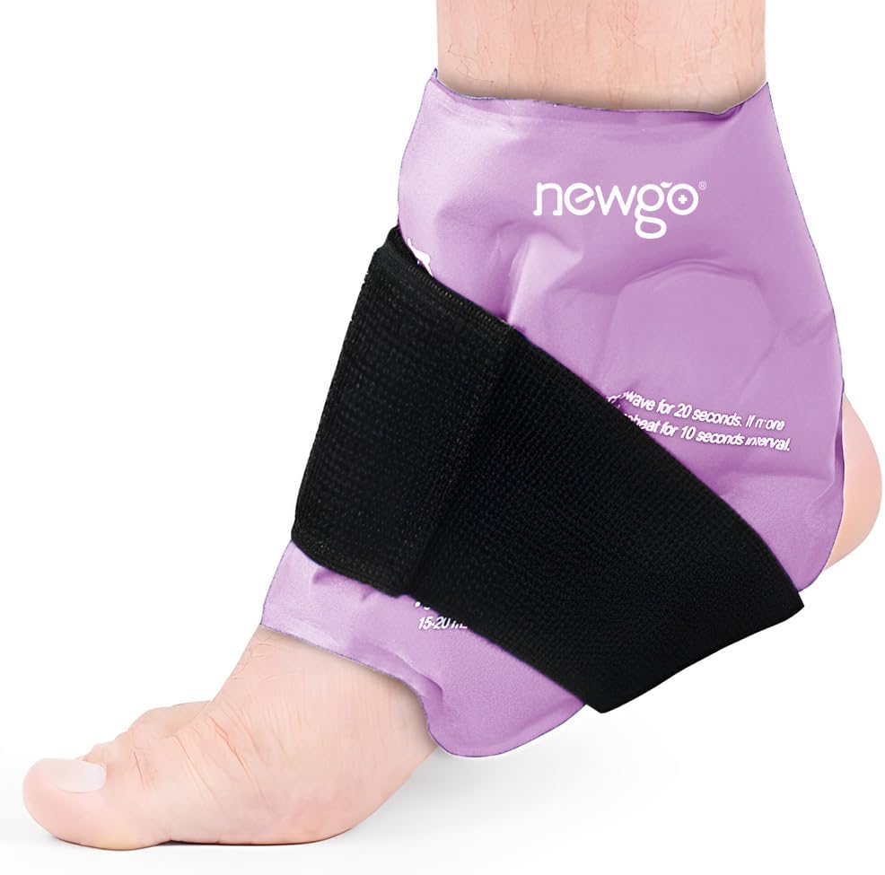 NEWGO Ankle Ice Pack Wrap for Sprained Relief, Ice Pack for Ankle Inuries Reusable, Cold Therapy for Ankles Swelling, Post Surgery Recovery - Blue