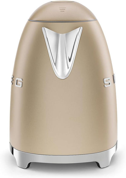 SMEG KLF03 Electric Kettle 1.7L (7 Cup), Retro Hot Water Boiler for Tea & Coffee, Fast Boiling, Auto Shut-Off, Soft Open Lid, 360° Swivel Base Countertop Kettle – Matte Champagne