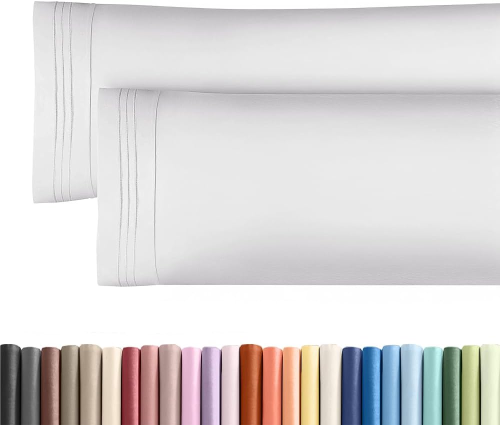 Standard Pillow Cases Set of 10 - Ultra Soft Hotel Quality Pillowcase Covers - Comfy, Cozy & Wrinkle Free - Shrink, Stain and Fade Resistant - Machine Washable Pillow Protectors - 10 Pcs Set - White - Colors B