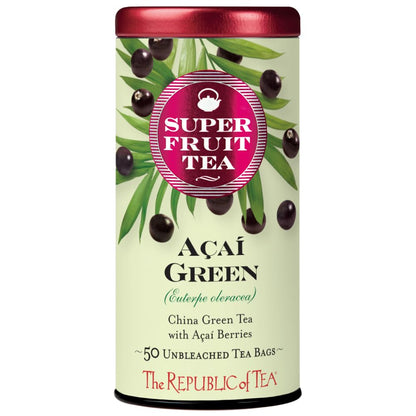 The Republic of Tea SuperFruit Acai Green Tea, Low Caffeine, 50 Count