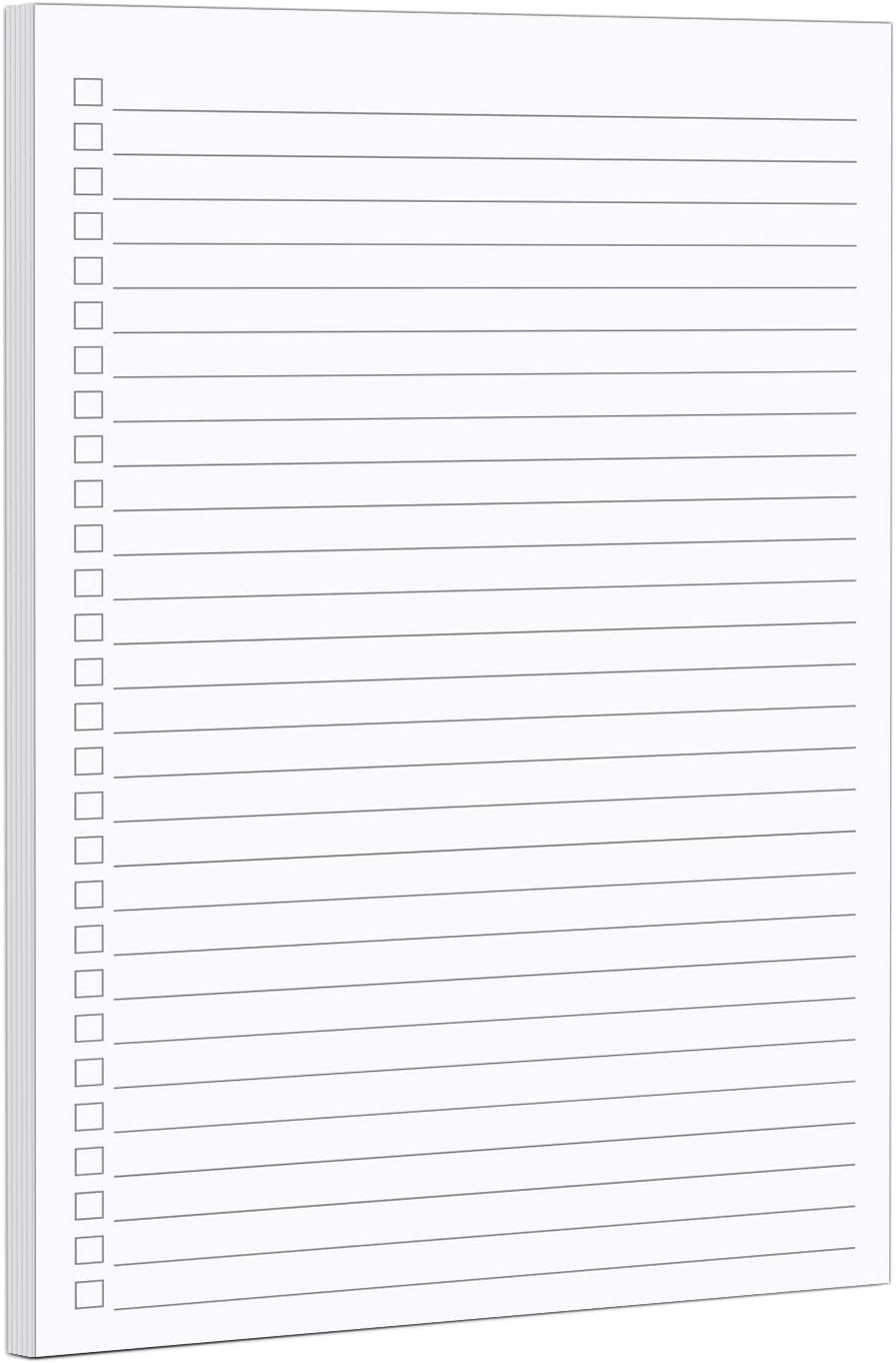 321Done Checklist Notepad, 50 Sheets Plain Matte Paper, Half Size 5.5x8.5 College Ruled Planning Note Pad for Shopping List, Checklist To-Dos Tasks Planning for Home Office, Made in USA