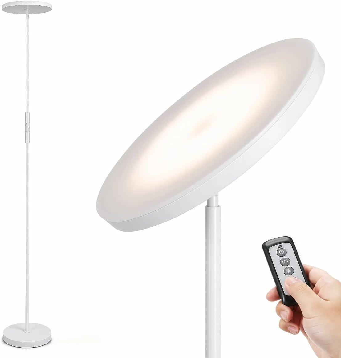 JOOFO LED Torchiere Floor Lamp with Remote, Stepless Dimmable Black