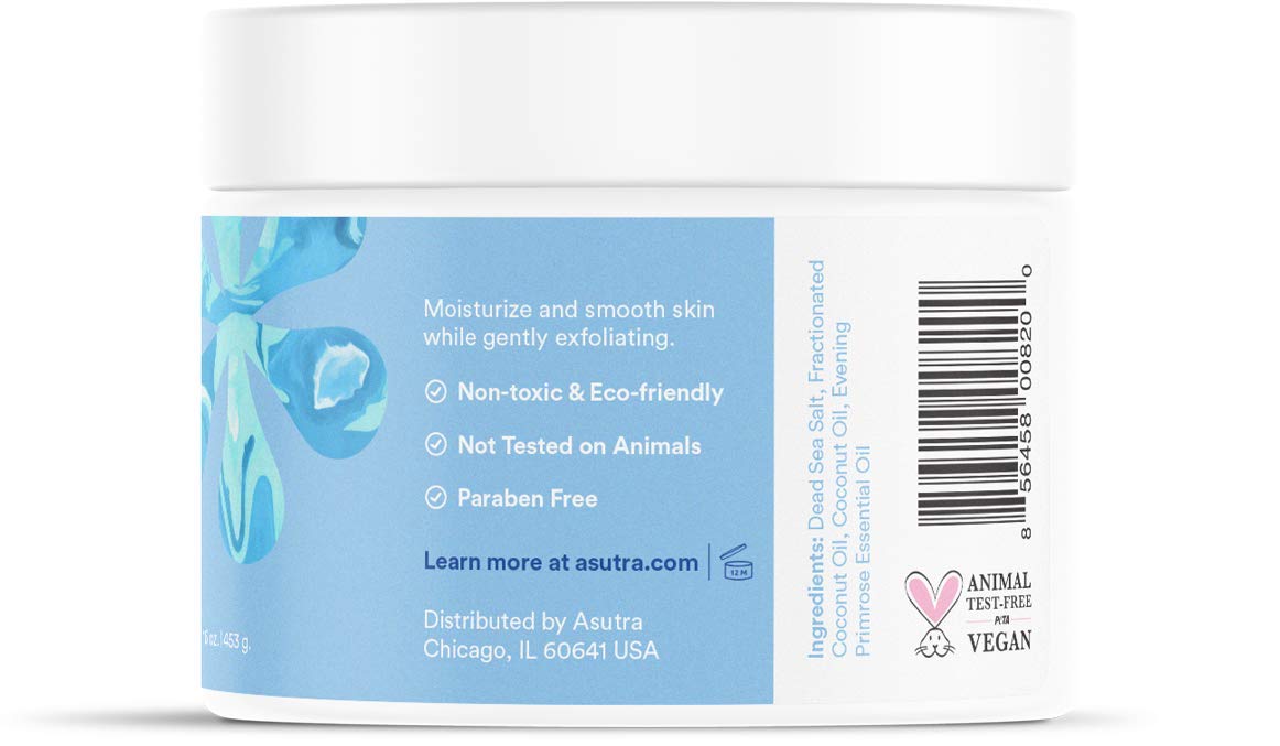 ASUTRA Dead Sea Salt Essential Oil Body Scrub Exfoliator (16 Ounce)