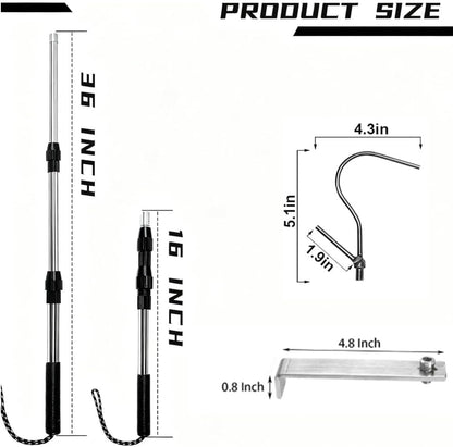 Cargo Grabber Reach Retriever Tool, 16-36 Inches Truck Bed Accessories Telescoping Pull Pole with Two Hooks, Used for Pickup Truck, SUV, Improve Efficiency and Portable