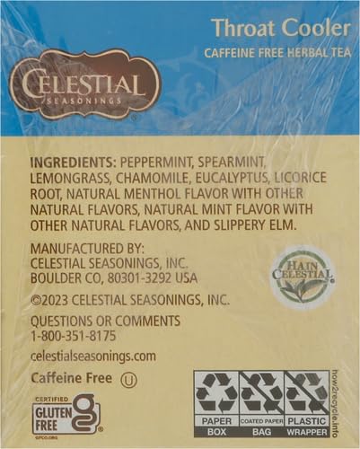 Celestial Seasonings Peppermint Herbal Tea, Caffeine Free, 20 Tea Bags Box (Pack of 6)