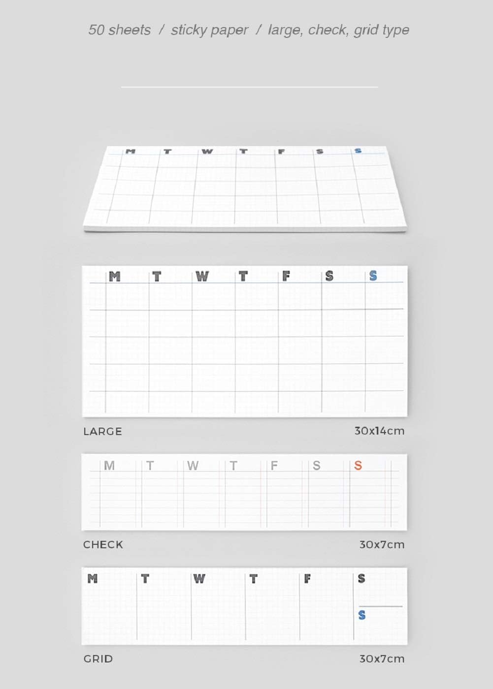 JSTORY Sticky Planner Adhesive Paper Note Columnar Scheduler Organizer to-do One Size Weekly White