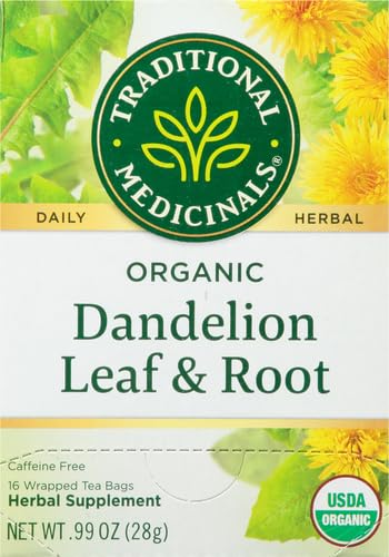 Traditional Medicinals Tea, Organic Dandelion Leaf & Root, Supports Kidney Function & Healthy Digestion, 16 Tea Bags
