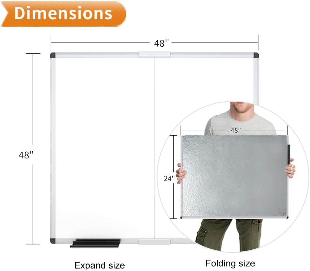 VIZ-PRO Magnetic Dry Erase Board, 36 X 24 Inches, Silver Aluminium Frame