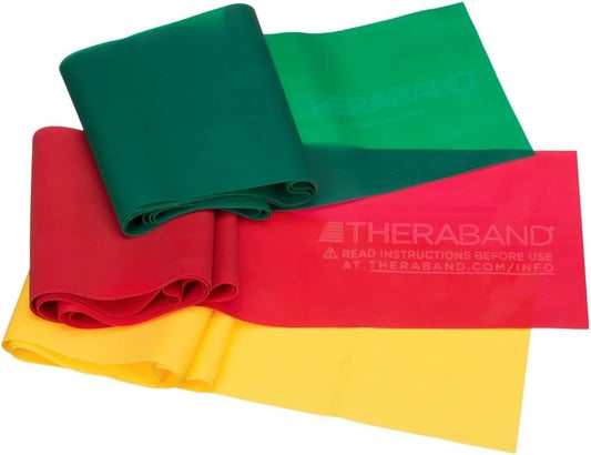 THERABAND Resistance Bands Set, Beginner Kit, Yellow, Red, Green, Non-Latex