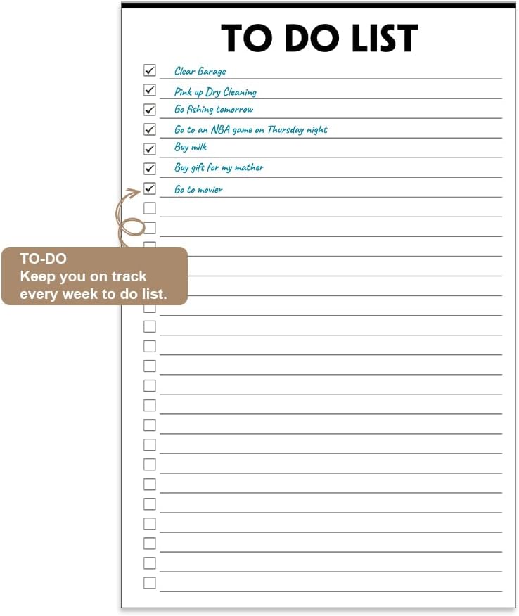 Nokingo To Do List Notepad - 5.5"x8.2", 50 Sheets, To Do Notebook with Check List Organizing, Tear Off, Simple Script, College Ruled To Do Planner for Daily Task