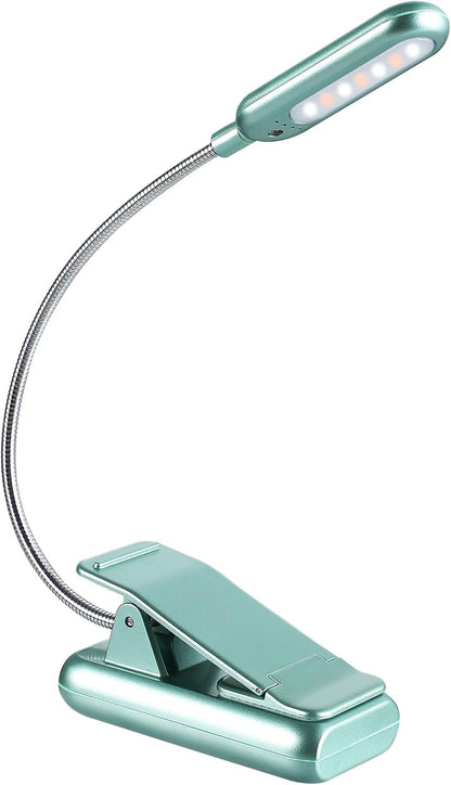 VAVOFO Clip On Book Light for Bed Kids, 7 LED Reading Light with 9-Level Warm Cool White Daylight, Eye Care Lamp with Power Indicator for Bookworms (Blue)