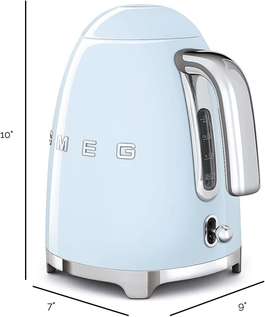 SMEG KLF03 Electric Kettle 1.7L (7 Cup), Retro Hot Water Boiler for Tea & Coffee, Fast Boiling, Auto Shut-Off, Soft Open Lid, 360° Swivel Base Countertop Kettle – Matte Champagne