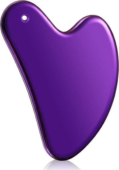 Nuanchu Stainless Steel Gua Sha Facial Tool, Metal Gua Sha for Lymphatic Drainage, Guasha Face Sculpting Double Chin Reduce with Pouch Self Care Gift(304 Stainless Steel,Silver)