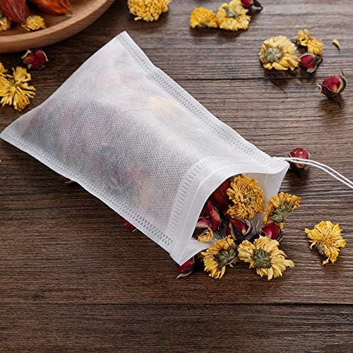 300Pcs Disposable Tea Bags for Loose Leaf Tea, Empty Tea Bags for Loose Tea, 100% Natural Wood Pulp Paper Material, Unbleached Tea Filter Bags with Drawstring