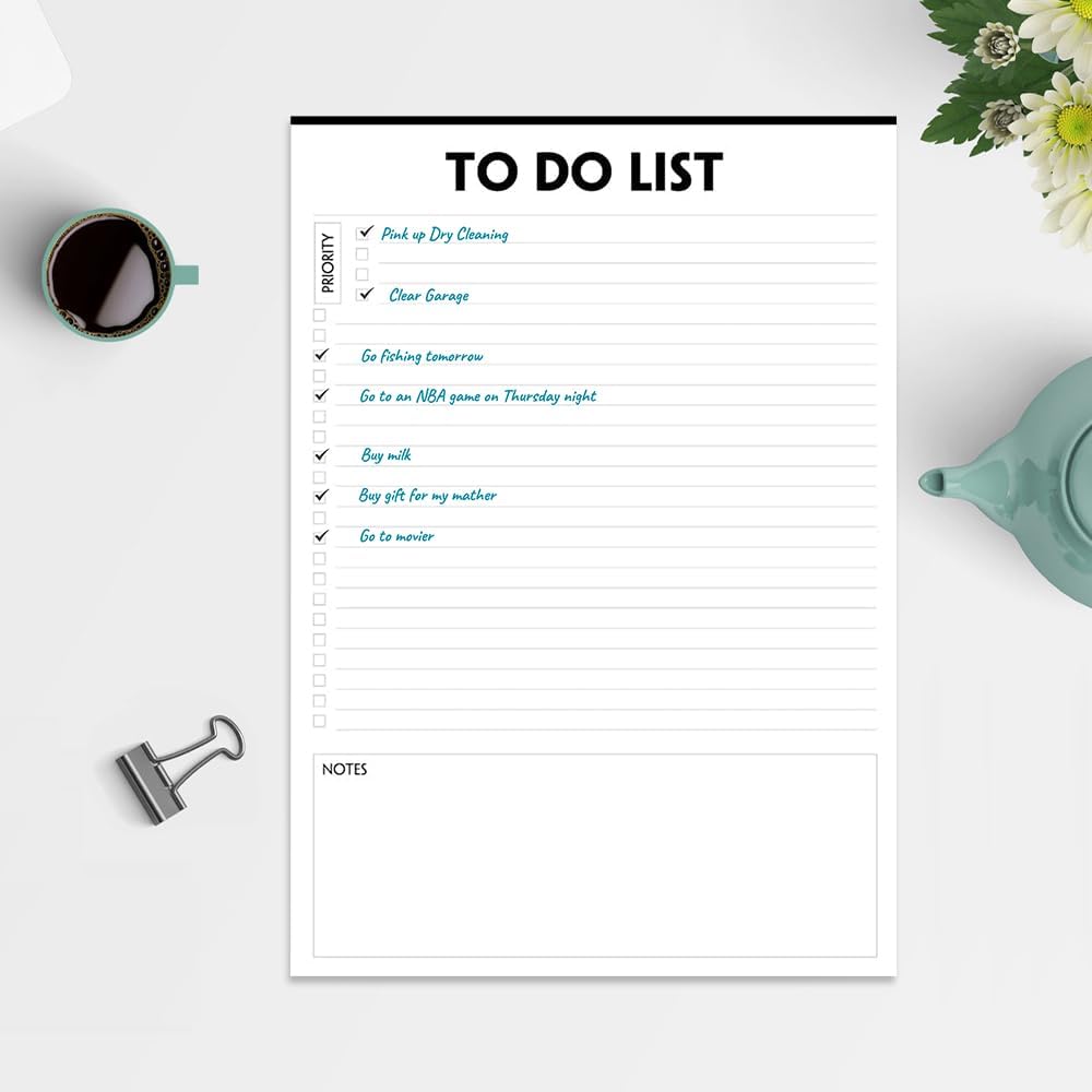 Nokingo To Do List Notepad - 5.5"x8.2", 50 Sheets, To Do Notebook with Check List Organizing, Tear Off, Simple Script, College Ruled To Do Planner for Daily Task