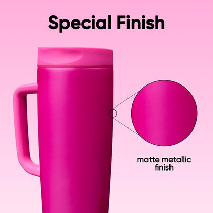 Owala SmoothSip Slider Insulated Stainless Steel Coffee Tumbler, Reusable Iced Coffee Cup, Hot Coffee Travel Mug, BPA Free 12 oz, Pink (Pucker Up)
