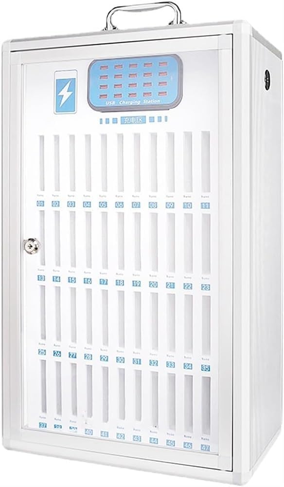 Cell Phone Charging Stations W/USB Charging Ports & Handle, Wall-Mounted Rechargeable Cell Mobile Phone Storage Box for Company Conference Room (Color:12 Slots)