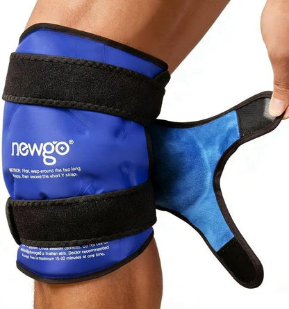 NEWGO Knee Ice Pack Wrap, Ice Pack for Knees Cold Compression Therapy for Knee Replacement Surgery, Arthritis Pain, ACL, Swelling, Sports Injuries (21.7" x 9.8") - Blue
