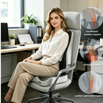 X Large Memory Foam Seat Cushion & Lumbar Support Pillow, Sciatica & Tailbone Pressure Relief Coccyx Cushion for Office Chair, Car, Wheelchair, Home