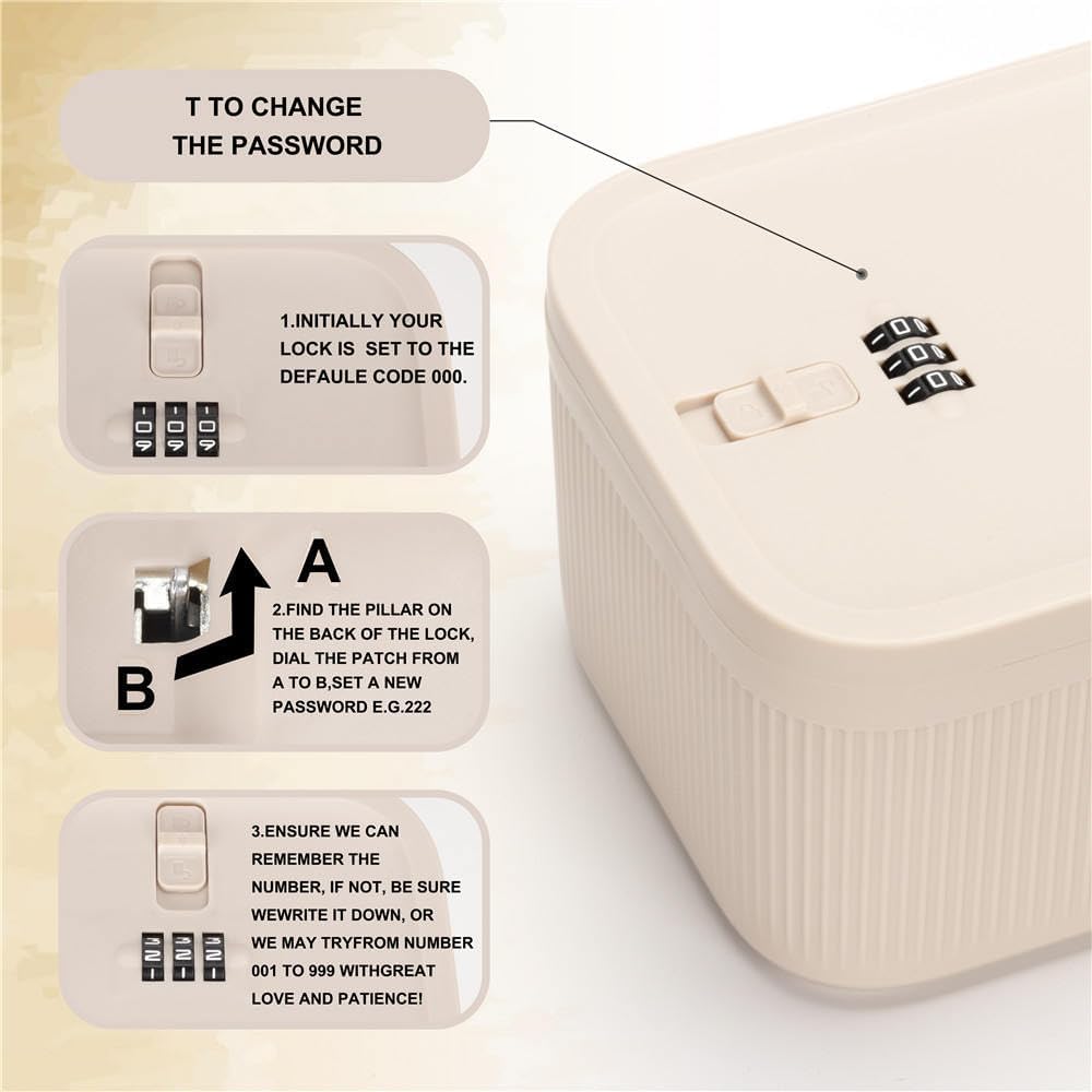 Lockable Storage Box,Medicine Lock Box Travel Case,Refrigerator Bin Container for Food,Medicines,Snacks,Locking Mobile Cell Phone Device Jail,Lockbox for Office,Home,School,Father Gift (Navy Small)