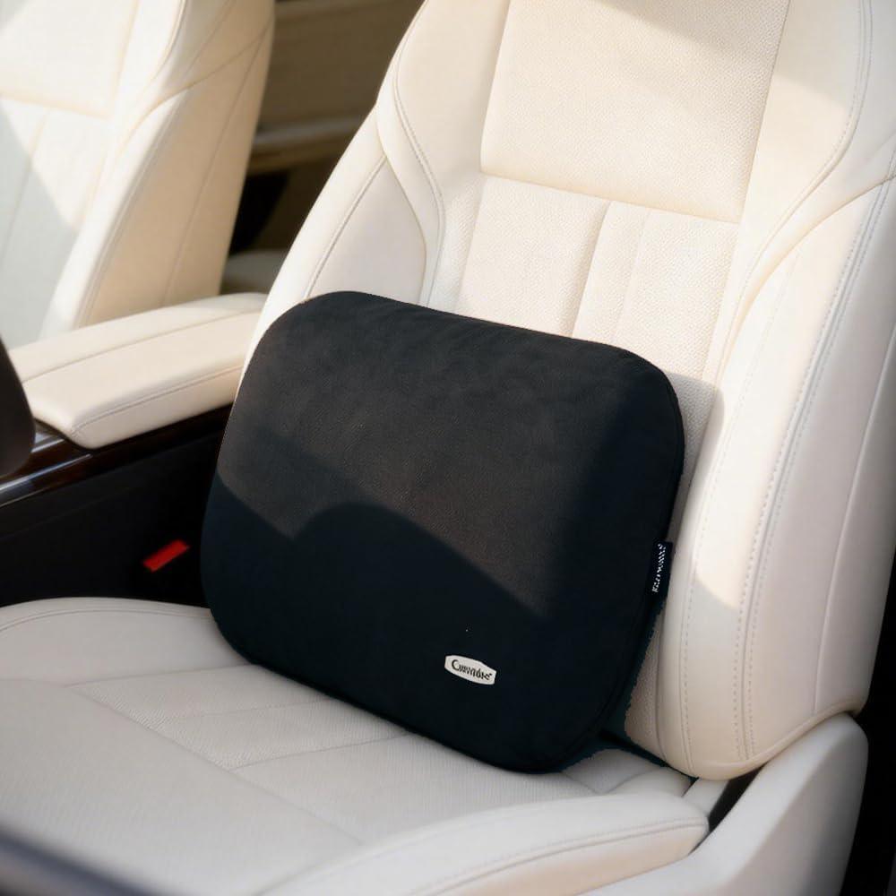 Carwales Emulsion Lumbar Support Pillow for Car Driving Seat Relax Soft Lower Back Support Home Office Chair Cushion Desk Accessories Waist Pain Relief Black