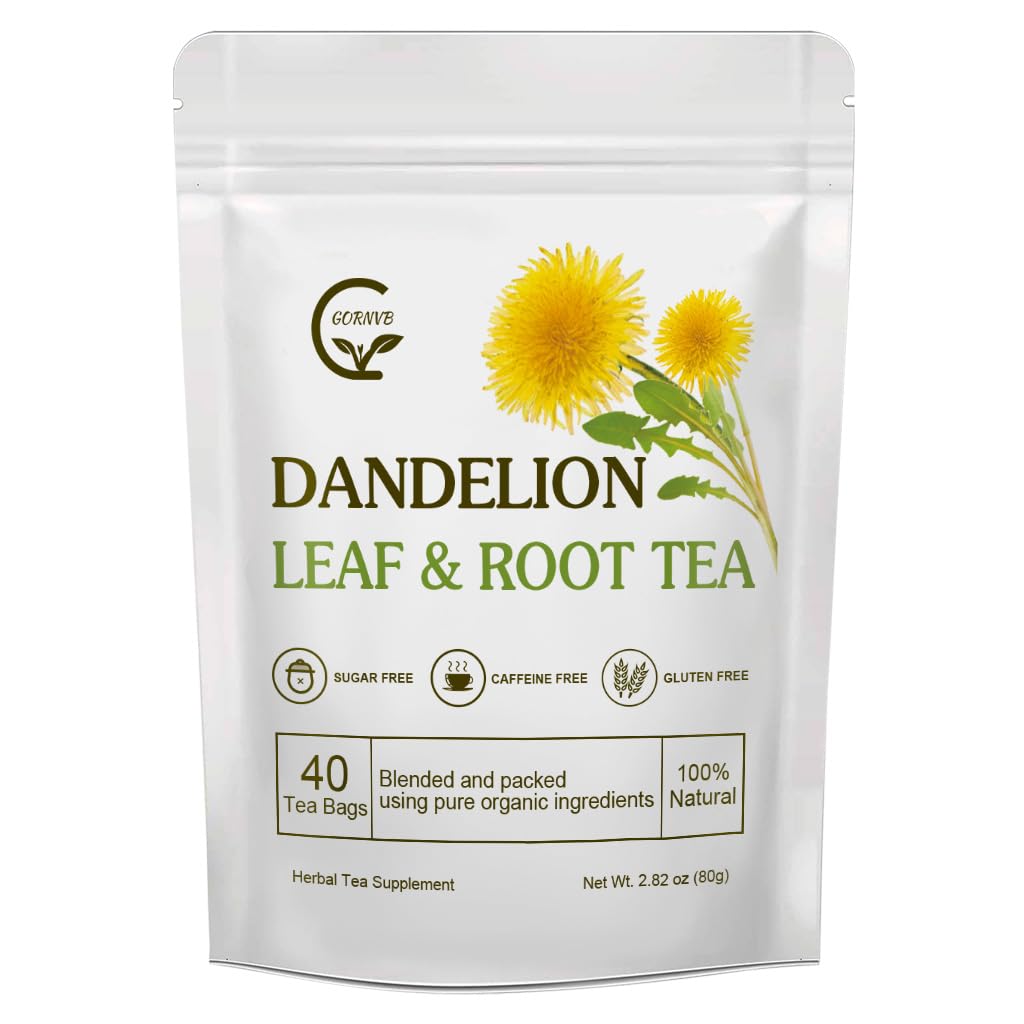 Organic Dandelion Leaf & Root Tea, Supports Kidney Function and Healthy Digestion, Caffeine Free, 40 Tea Bags