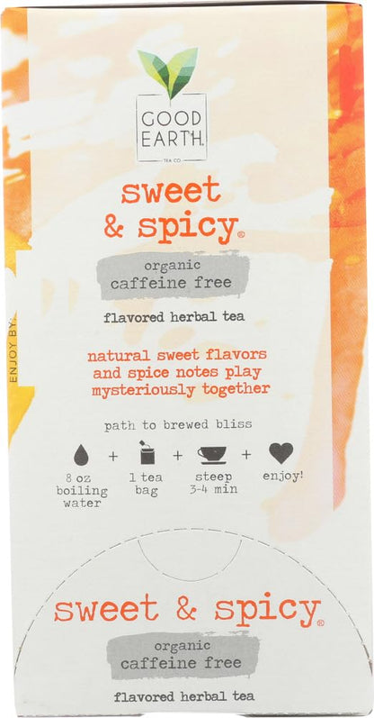 Good Earth Teas Organic Sweet and Spicy Caffeine Free Herbal ,18 Count (Pack of 4)