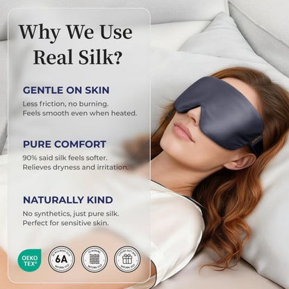 Heated Eye Mask for Dry Eyes, USB Powered Silk Warm Compress for Eyes