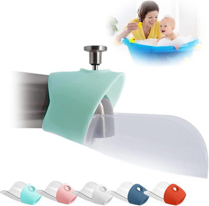 Bath Helper - Bath Tub Faucet Extender - Guides Water Directly from Faucet to Baby Bath Tub Without Excessive Water Waste and Splashing (Clear White)