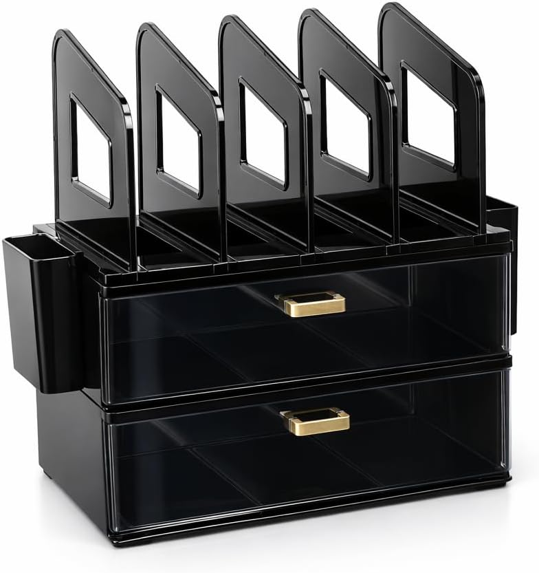 CiWiVOKi Vertical File Holder, PET Desk Organizer, Black