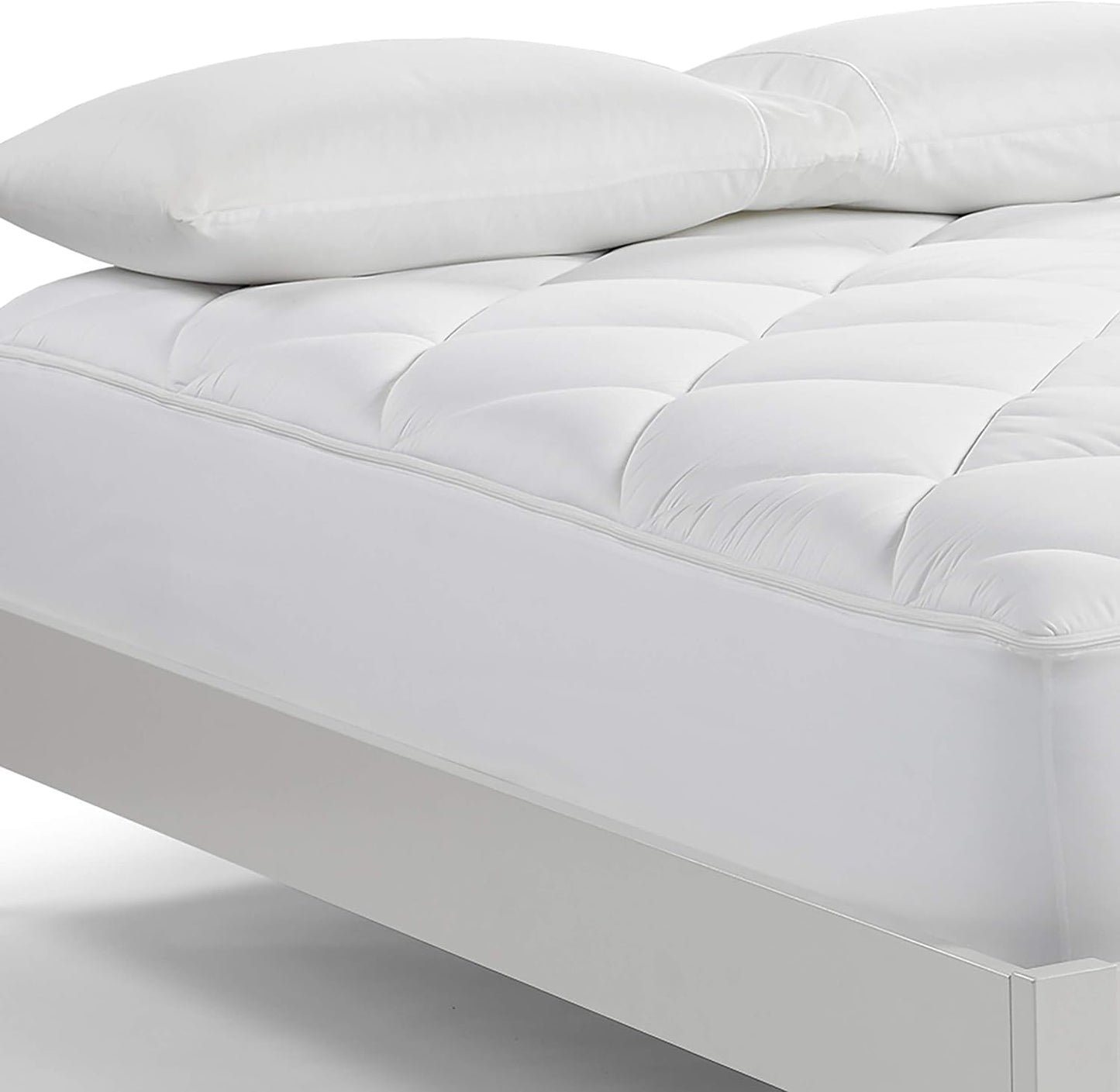 Serta Luxury Firm 100% Cotton Quilted Mattress Pad with Cooling Fiber Fill, King, White