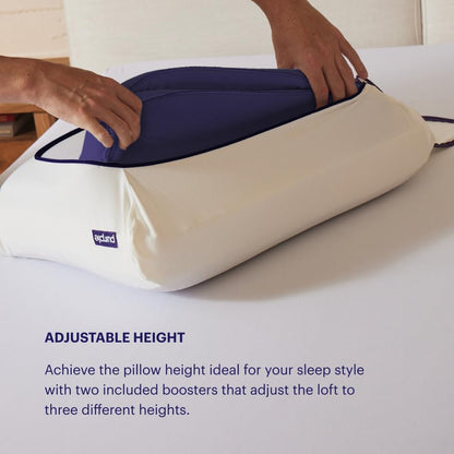Purple Pillow - GelFlex Grid, Cooling Ergonomic Support for Side, Back, Stomach Sleepers - Adjustable Boosters for Personalized Height, Firm Feeling, Standard Size - Ultra-Durable