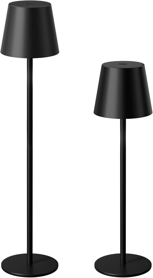 Kakanuo Cordless Table Lamp Rechargeable Black - KK 2 Pack 5000mAH Battery Operated Lamp for Counter, 3 Color Stepless Dimming Wireless Lamp for Dining Kitchen, Outdoor Patio, Touch Control