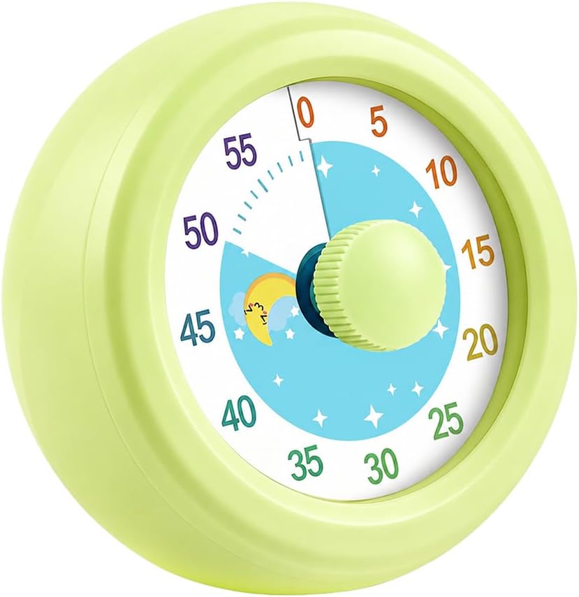 60 Minute Visual Timer with Silent Operation Visual Countdown Timer Rainbow Disk 60 Minute Countdown Timer Task Reminder Home and Kitchen Timer for Kids Desk, Office Meetings (Green)