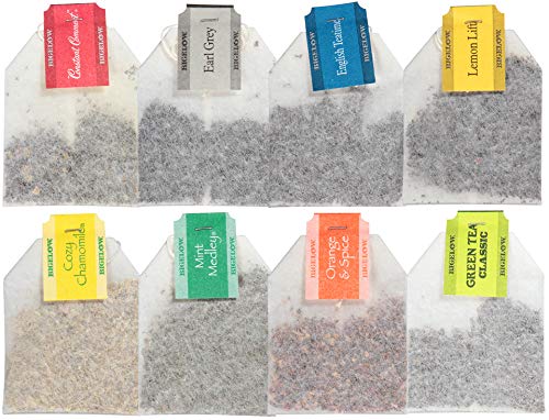 Bigelow Tea Caffeine Free 6 Flavor Herbal Tea Variety Pack, Decaf Tea with Mint Medley, Cozy Chamomile, Orange and Spice, Sweet Dreams, Perfect Peach, and Lemon Ginger, (Pack of 6), 118 Total Tea Bags