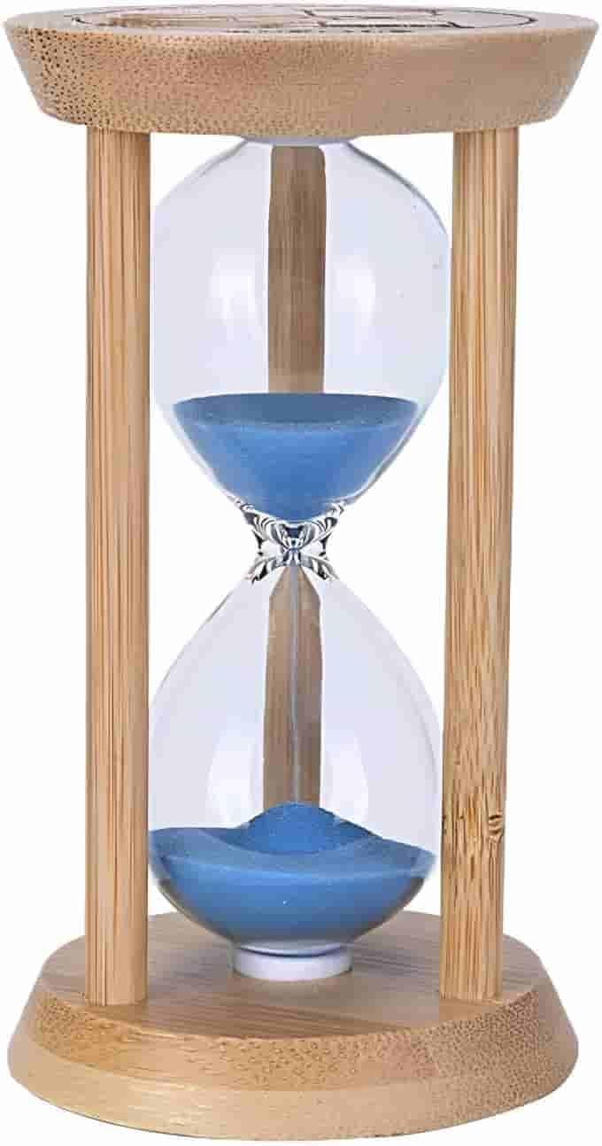 Mini Wooden Sand Timers,100% Bamboo Hourglass Sand Timers 1Min Sandglass Timer for Toothbrush Timer Games Classroom Home Office Cooking(Blue+1Min)