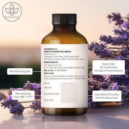 Majestic Pure Essential Oil with Glass Dropper - Essential Oils for Diffuser, Aromatherapy, Soap and Candle Making, Lavender Essential Oil, Lavender Oil, 4 Fl Oz