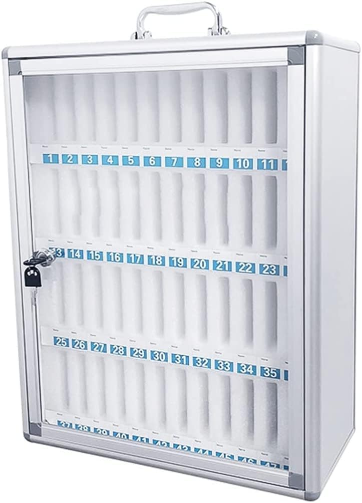 Large Capacity Wall Mounted Phone Storage Cabinet 48/60 Slots Aluminum Alloy with Handle Portable Charging Station for Home & Office Use,12