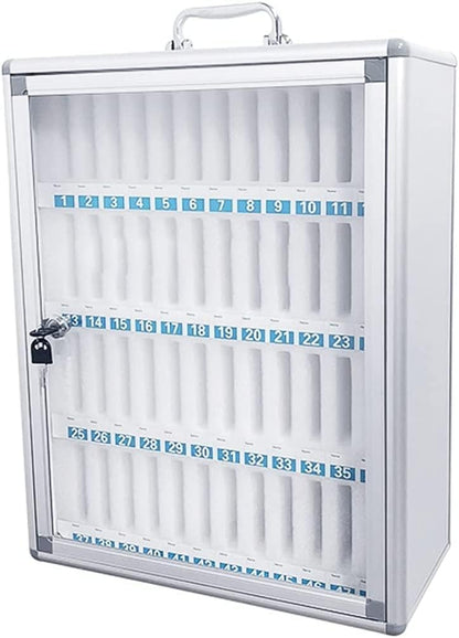 Large Capacity Wall Mounted Phone Storage Cabinet 48/60 Slots Aluminum Alloy with Handle Portable Charging Station for Home & Office Use,12 (EU)