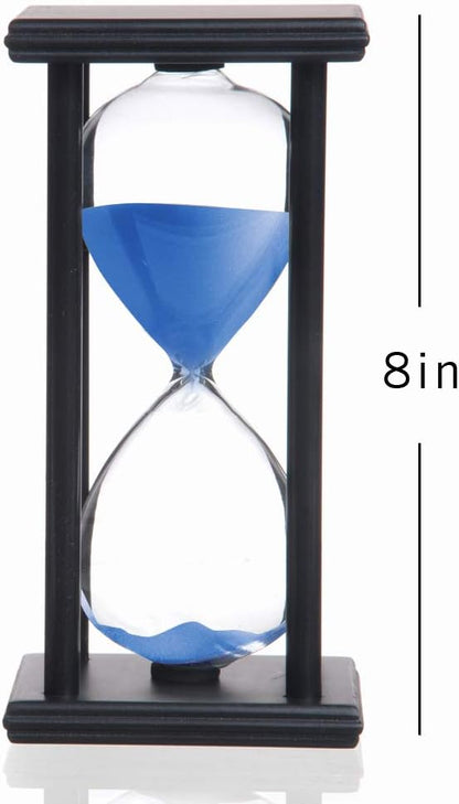 Hourglass 60 Minutes White Sand Timer, Black Wooden Frame Sandglass