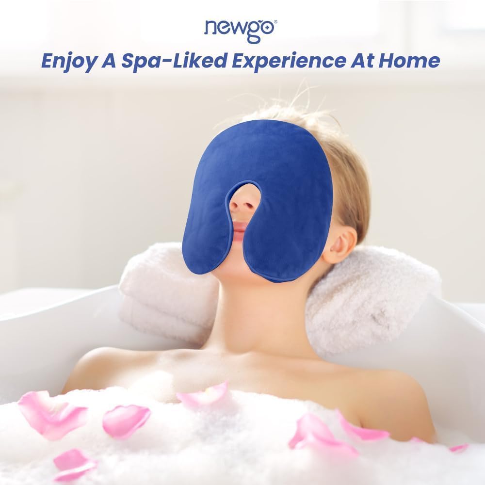 NEWGO Face Heating Pad Sinus Relief Mask, Moist Heat Face Mask Microwavable, Warm Compress for Sinus Pressure Relief, Migraine, Tension Headache Relief - Purple